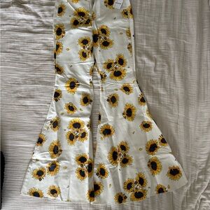 Free People Flare Pants with Sunflower Print